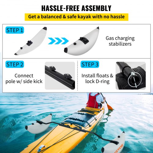 Kayak Outrigger Stabilizers 2 PCS PVC Inflatable Outrigger Float with Sidekick