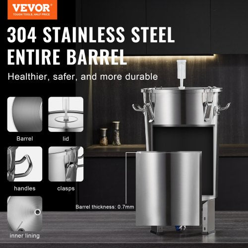 304 Stainless Steel Kettle 8 GALLON Beer Brew Fermentor Brew Bucket