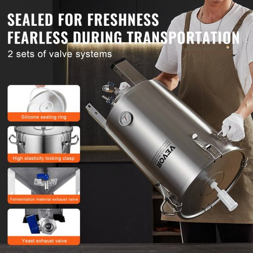 304 Stainless Steel Kettle 8 GALLON Beer Brew Fermentor Brew Bucket