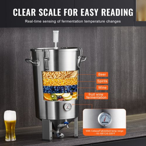 304 Stainless Steel Kettle 8 GALLON Beer Brew Fermentor Brew Bucket