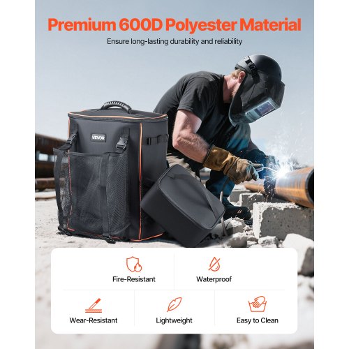 Welding Backpack 33L Welder Backpack with Insulated Bag Helmet Bag 600D