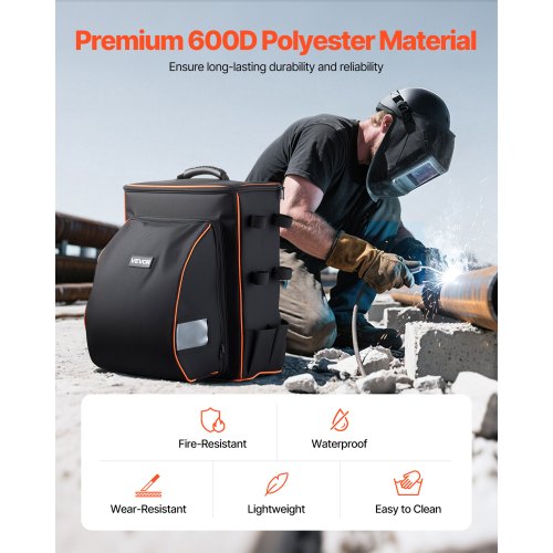 Welding Backpack 356L Welder Backpack for Tools and Helmet 600D Polyester