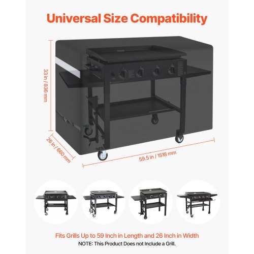 Grill Cover 59 inch BBQ Covers for Outdoor Grills Waterproof Fade