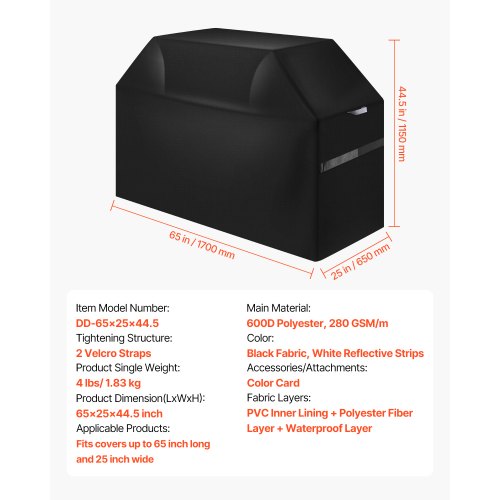 Grill Cover 65 inch BBQ Covers for Outdoor Grills Waterproof Fade