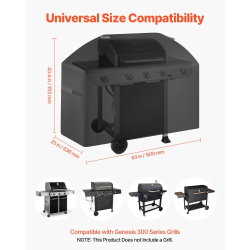 Grill Cover 63 inch BBQ Covers for Outdoor Grills Waterproof Fade