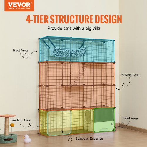 Large 4tier Cat Cage 41 x 14 x 55 Detachable Metal Wire Cat Enclosure