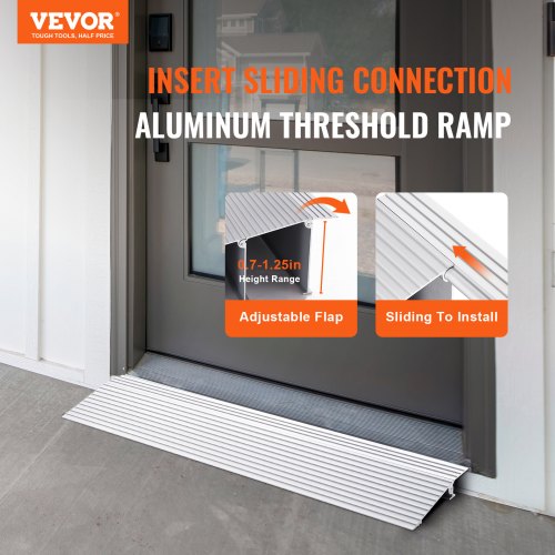 Door Threshold Ramp 1 Rise 800 lbs Load Capacity Door Ramp for Wheelchairs