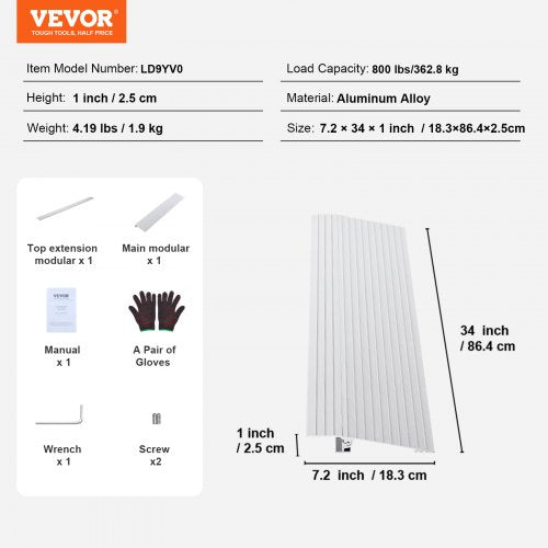 Door Threshold Ramp 1 Rise 800 lbs Load Capacity Door Ramp for Wheelchairs
