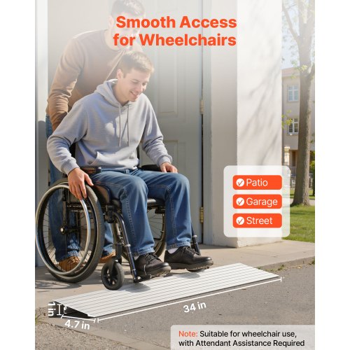 Door Threshold Ramp 1 inch Rise Aluminum Alloy Threshold Ramp Rated 800