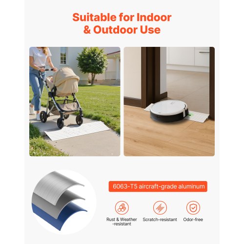 Door Threshold Ramp 1 inch Rise Aluminum Alloy Threshold Ramp Rated 800