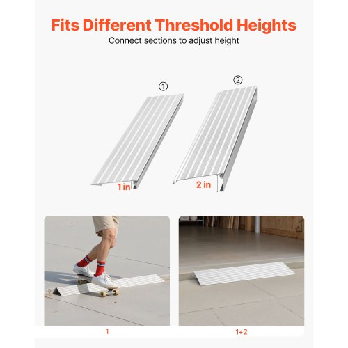 Door Threshold Ramp 2 inch Rise Aluminum Alloy Threshold Ramp Rated 800
