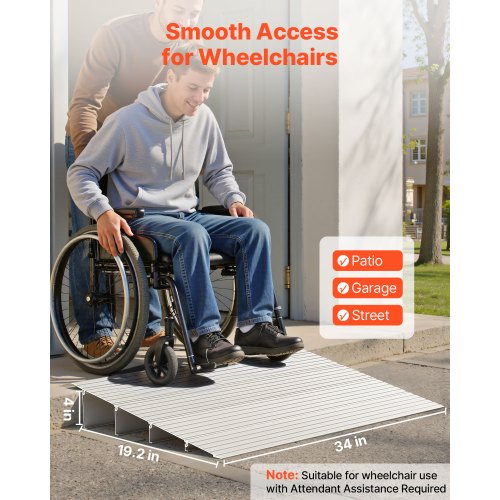 Door Threshold Ramp 4 inch Rise Aluminum Alloy Threshold Ramp Rated 800