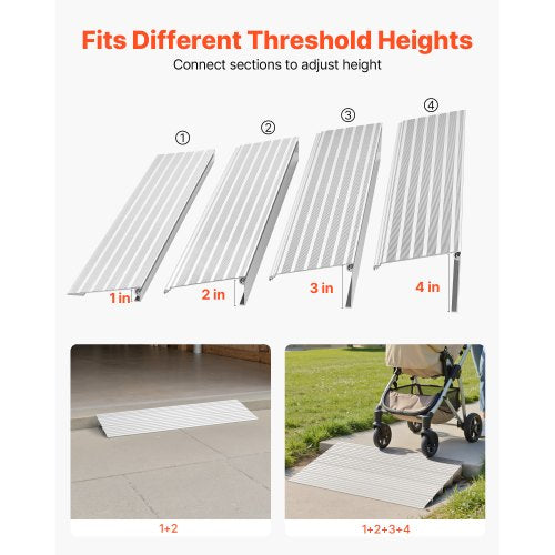 Door Threshold Ramp 4 inch Rise Aluminum Alloy Threshold Ramp Rated 800