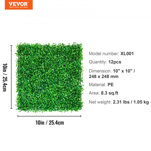 12PCS 10x10 inch Artificial Boxwood Panels Boxwood Hedge Wall