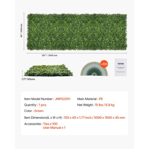 Artificial Grass Wall Panels 40 x 120 inch Milan Grass Greenery Boxwood