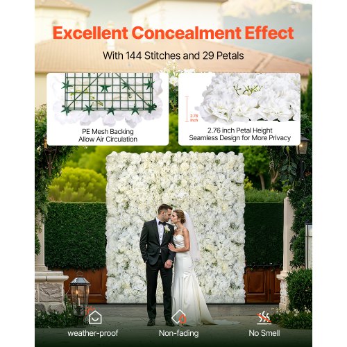 3D Flower Wall Panel 24 PCS 15 x 15 inch Artificial Floral Wall Background