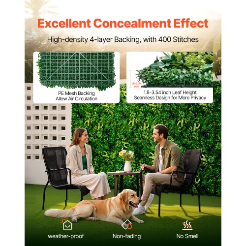 Artificial Grass Wall Panels 8 PCS 20 x 20 inch 3D Combination Greenery