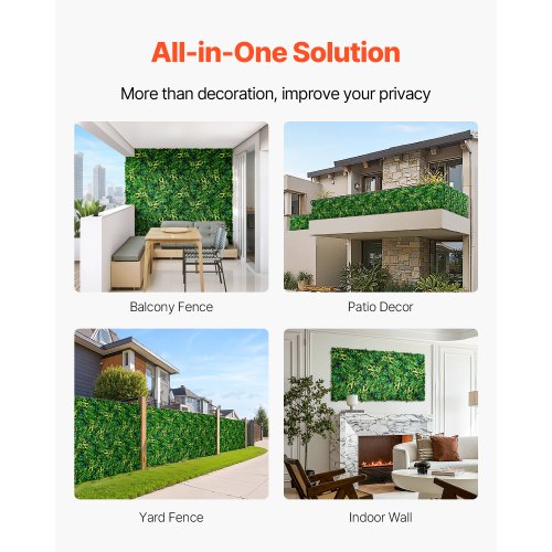 Artificial Grass Wall Panels 8 PCS 20 x 20 inch 3D Combination Greenery