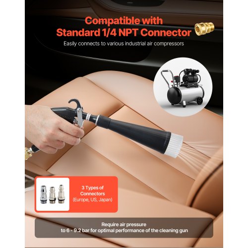 Car Cleaning Gun 692 Bar HighPressure Air Blow Gun with 2 Set Nozzles