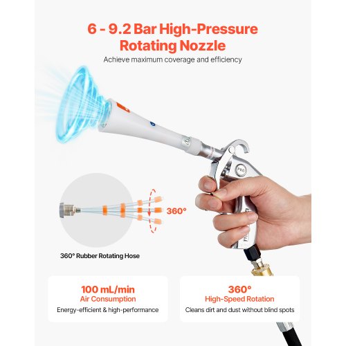 Car Cleaning Gun 692 Bar HighPressure Air Blow Gun with 2 Set Nozzles