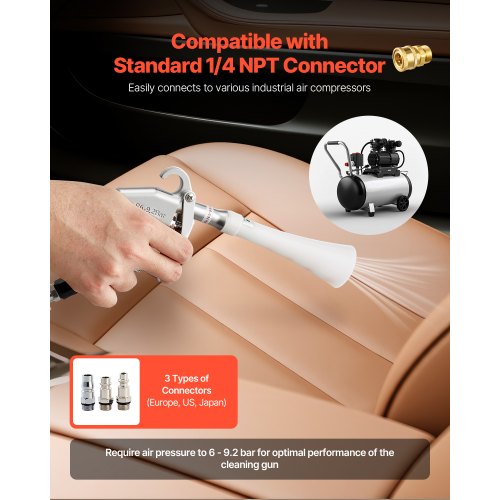 Car Cleaning Gun 692 Bar HighPressure Air Blow Gun with 2 Set Nozzles