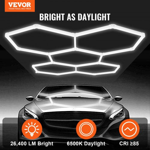 Hexagon Garage Lights 26400LM 6500K 5 Grid Systems Honeycomb Hexagonal