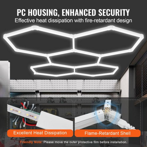 Hexagon Garage Lights 26400LM 6500K 5 Grid Systems Honeycomb Hexagonal