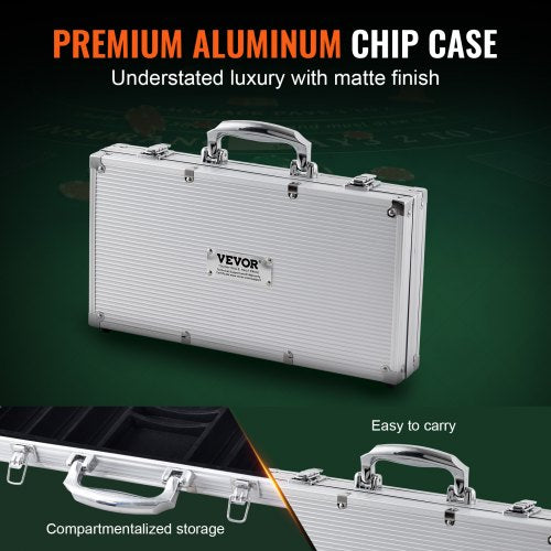Poker Chip Set 300Piece Poker Set Complete Poker Playing Game Set with Aluminum