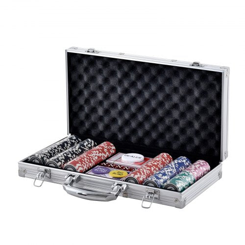 Poker Chip Set 300Piece Poker Set Complete Poker Playing Game Set with Aluminum