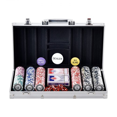 Poker Chip Set 300Piece Poker Set Complete Poker Playing Game Set with Aluminum