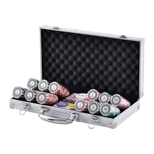 Poker Chip Set 300Piece Poker Set Complete Poker Playing Game Set with Aluminum