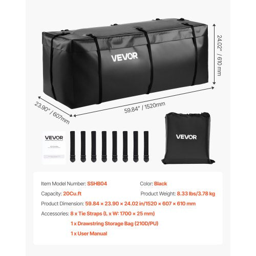 Hitch Cargo Carrier Bag Waterproof 840D PVC 5984 x 239 x 2402 in 20