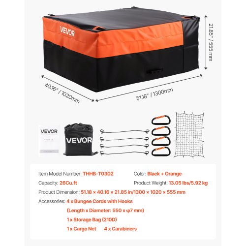 Truck Bed Cargo Bag Waterproof 840D PVC 5118 x 4016 x 2185 in 26 Cu