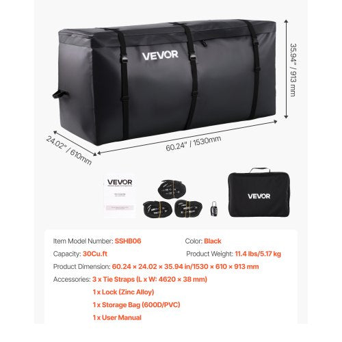 Hitch Cargo Carrier Bag Waterproof 840D PVC 6024 x 2402 x 3594 in 30