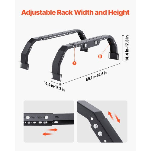 Overland Truck Bed Rack 144173 in Height Adjustable Bed Cargo Rack
