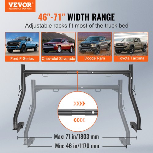 Truck Rack 4671inch Extendable Truck Ladder Rack 800 lbs Capacity Steel