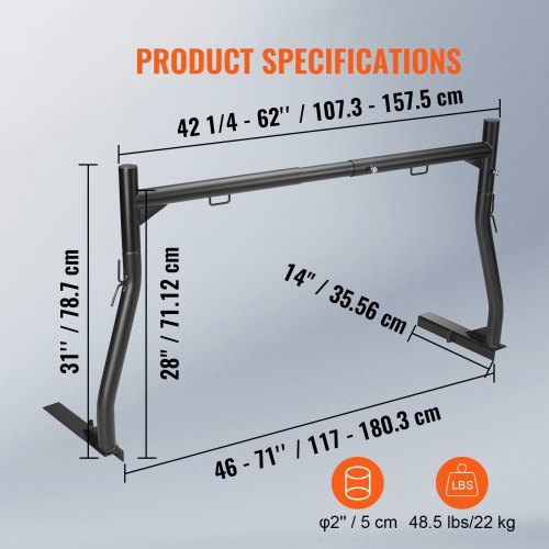 Truck Rack 4671inch Extendable Truck Ladder Rack 800 lbs Capacity Steel