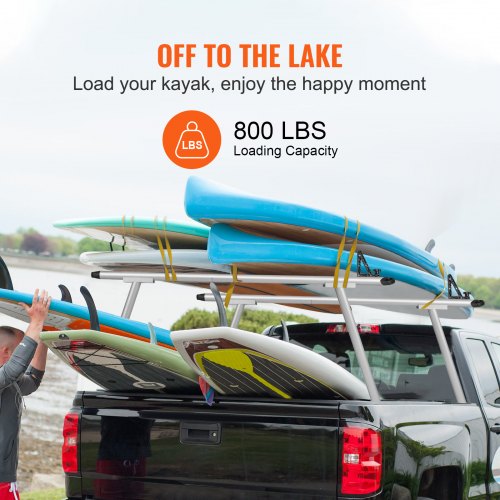 Truck Rack 800 lbs Capacity 71x32 Aluminum Ladder Rack for Truck with 8