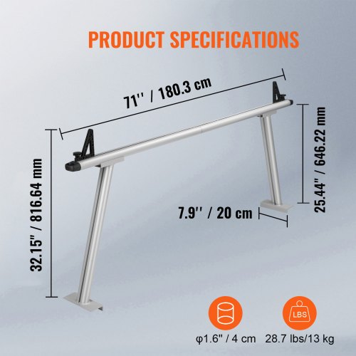 Truck Rack 800 lbs Capacity 71x32 Aluminum Ladder Rack for Truck with 8