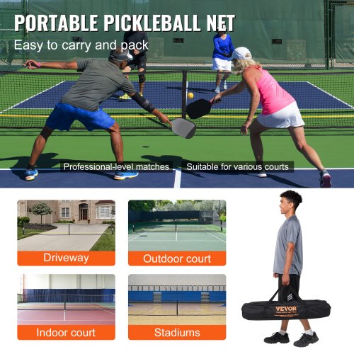 Portable Pickleball Net System 22FT Regulation Size Net Weather Resistant