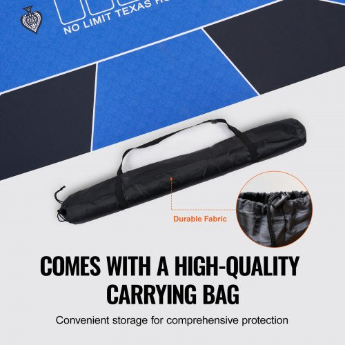 Poker Table Top 70 x 35 Inch Poker Mat 68 Players Foldable with Bag Blue