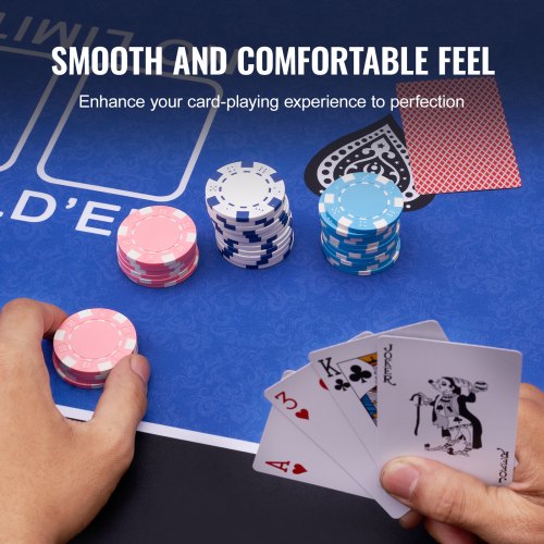 Poker Table Top 70 x 35 Inch Poker Mat 68 Players Foldable with Bag Blue