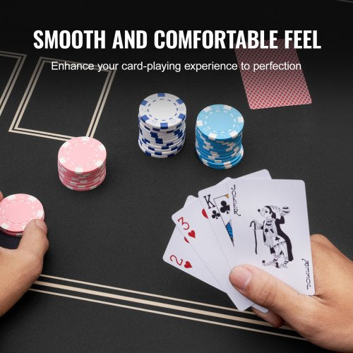 Poker Table Top 70 x 35 Inch Poker Mat 68 Players Foldable with Bag Black
