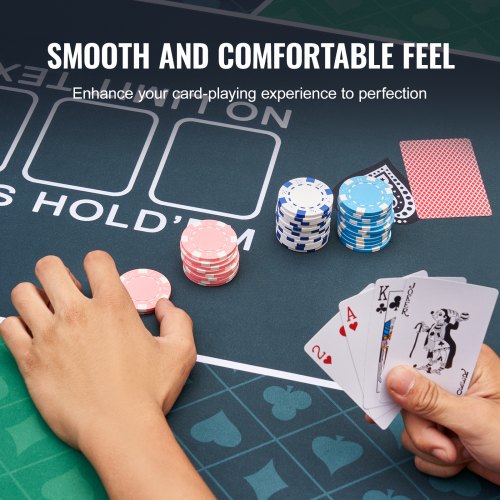 Poker Table Top 70 x 35 Inch Poker Mat 68 Players Foldable with Bag Green