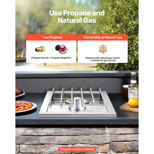 Single Grilling Side Burner 17000BTU Liquid Propane Side Burner for Outdoor