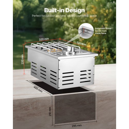 Single Grilling Side Burner 17000BTU Liquid Propane Side Burner for Outdoor