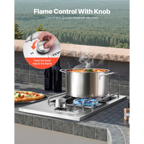 Single Grilling Side Burner 15000BTU Liquid Propane Side Burner for Outdoor