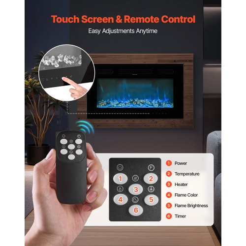 36 inch Electric Fireplace Wall Mounted Recessed Fire Place with Remote