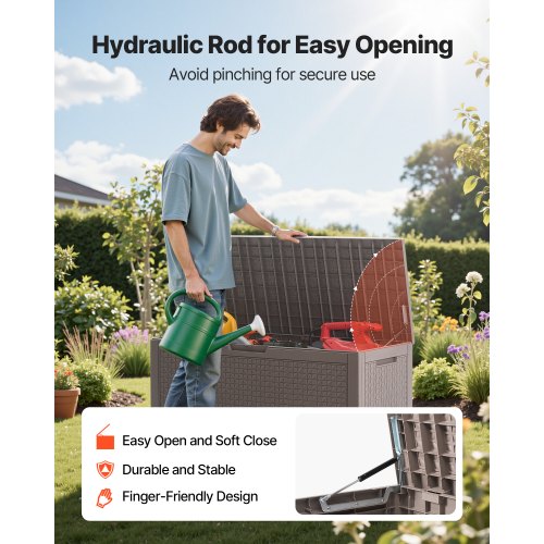 Outdoor Storage Box 100 Gallon Resin Deck Box Backyard Outside Toy and Towel
