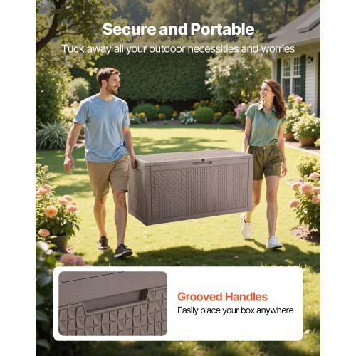 Outdoor Storage Box 100 Gallon Resin Deck Box Backyard Outside Toy and Towel